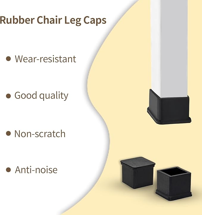 Flyshop Heavy Duty Non-Slip Rubber Leg Tips Square Chair Leg Floor Protectors - Image 6