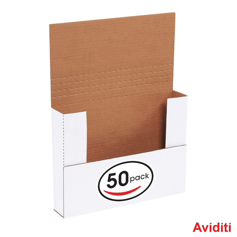 BOX USA White Easy-Fold Mailing Boxes, 12 1/8" x 9 1/8" x 2", ...