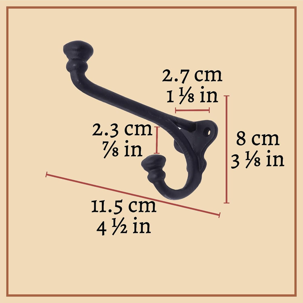 Mystic Colonial Rustic Cast Iron Wall Hooks Heavy Duty Retro Utility Hooks fo...
