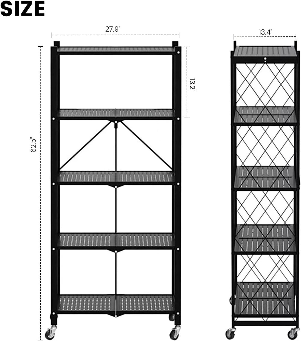5-Tier Storage Rack Metal Shelving Unit with Wheels Wire Shelf, 2-Pack