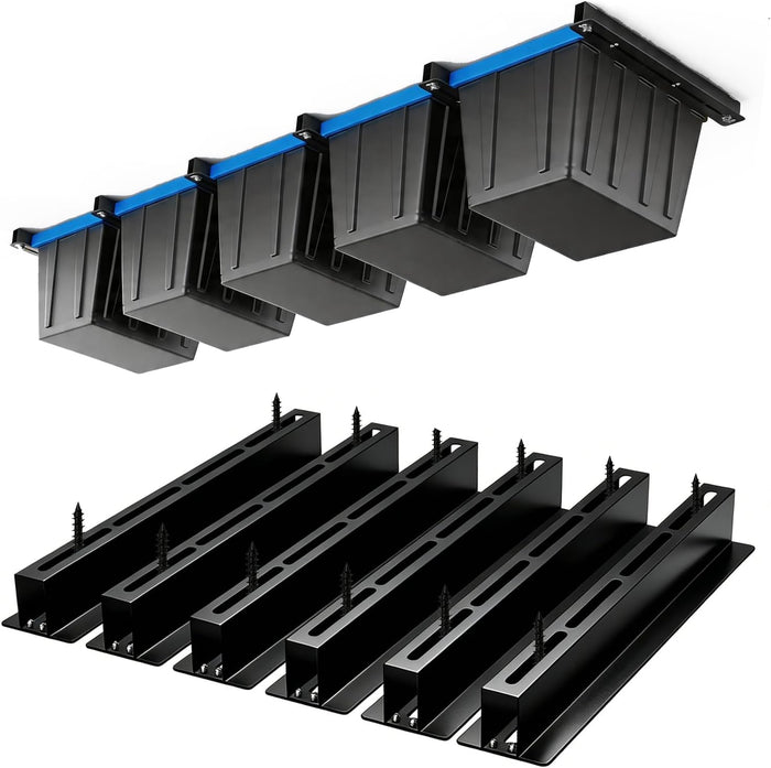 Garage Ceiling Storage Racks, Ceiling Mount Bin Holder, 6 Sets for 5 Bins