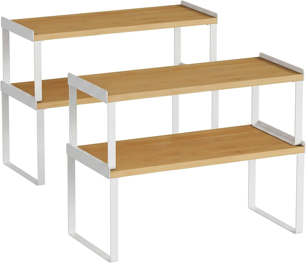 Goozii 4 Pack Stackable Cabinet Shelves Organizer, Shelf Rack with Anti-Fall ...