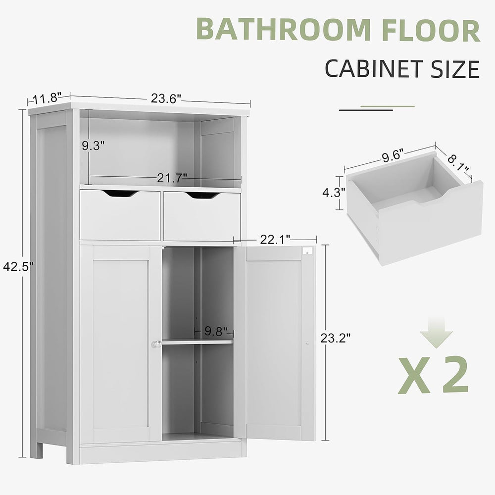 Shintenchi Floor Storage Cabinet, Bathroom Storage Organizer with Doors and D...