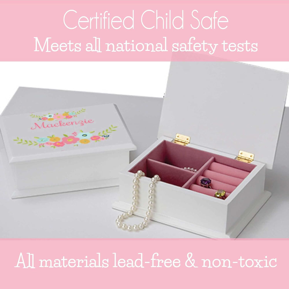 My Bambino Personalized Girls Jewelry Box | Stemmed Flower Lift Top Jewelry B...