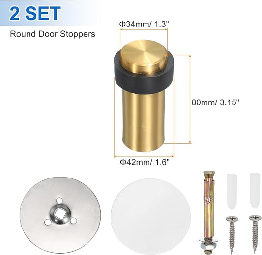 PATIKIL 2Set Round Door Stoppers, 80mm Stainless Steel Door Stop Doorstop Wedge - Image 2