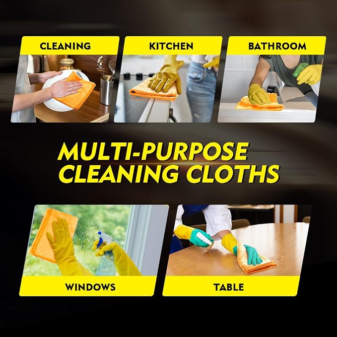 HOMEXCEL Yellow Microfiber Cleaning Cloths 12 Pack, 12.5 x 12.5 inch Microfiber - Image 7