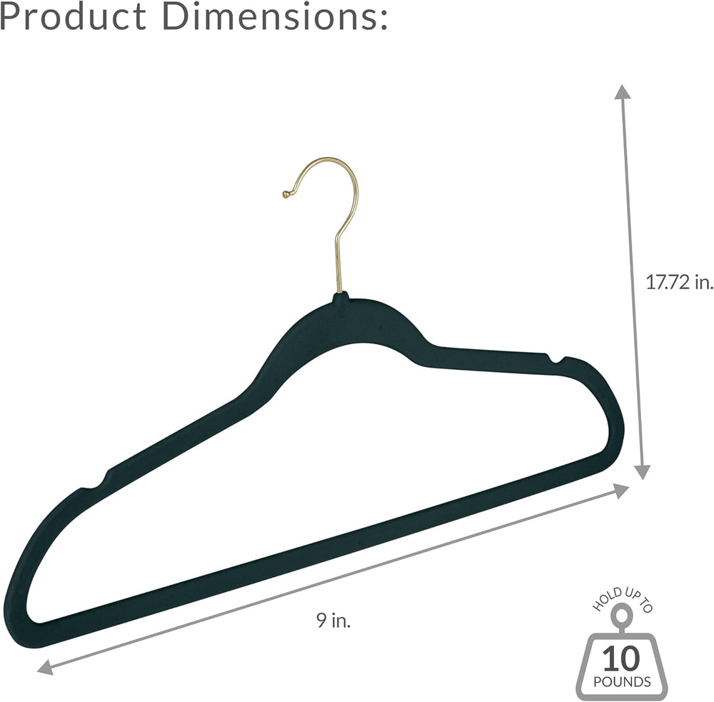 Simplify Slim Velvet Gold Hook Clothes Hangers | 100 Pack | Non-Slip| Closet ...