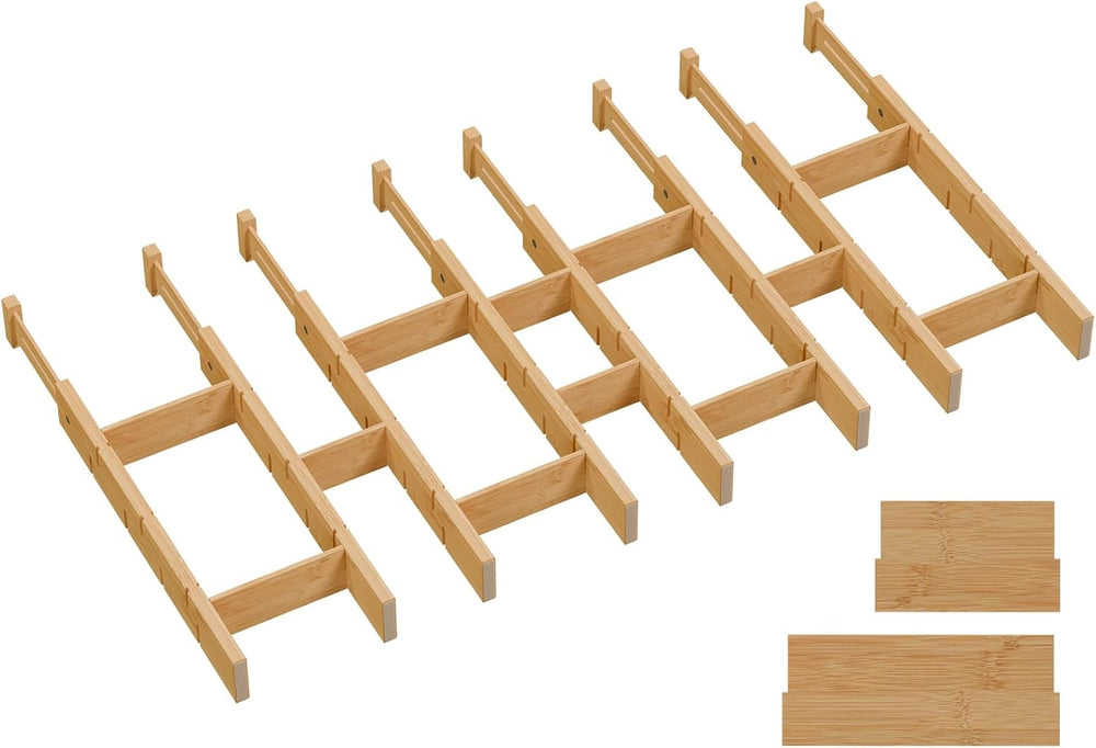 Bamboo Drawer Dividers, Expandable Kitchen Drawer Organizer