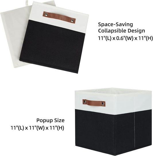 HNZIGE Cubes Storage Bins Set of 4, 11 x 11 Fabric Storage Cube Baskets - Image 2