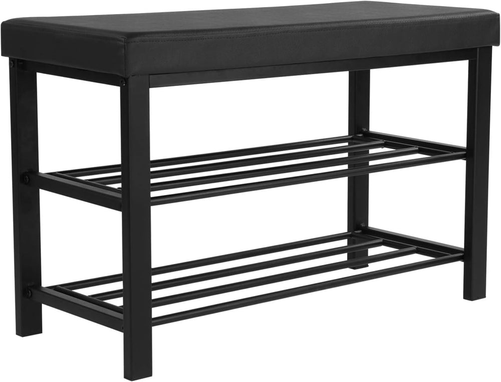 SONGMICS Shoe Bench, 3-Tier Storage Organizer, Foam Padded Seat
