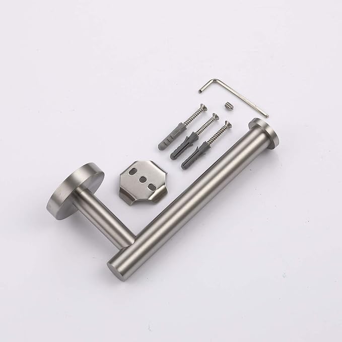 TASTOS Brushed Nickel Toilet Paper Holder SUS304 Stainless Steel, Modern Round - Image 8