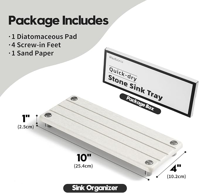 Quick Dry Bathroom Tray & Kitchen Sink Organizer, Water Absorbing Countertop - Image 6