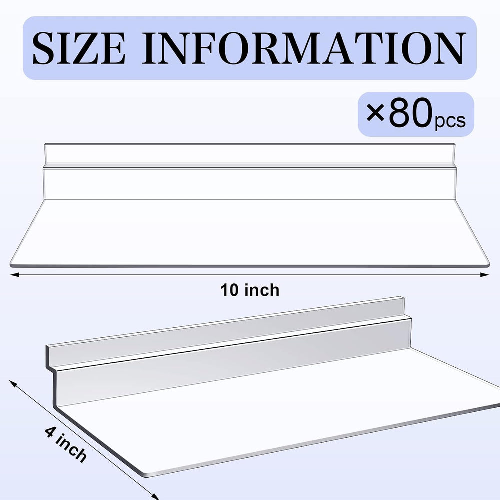 Kathfly 80 Pack 4"x10" Slatwall Shelves Hanging Accessories, Clear