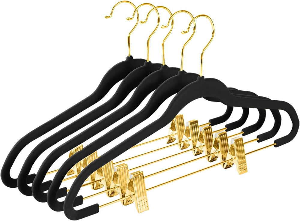 MIZGI Premium Velvet Pants Hangers with Adjustable Clips (Pack of 30) Slim Sk...