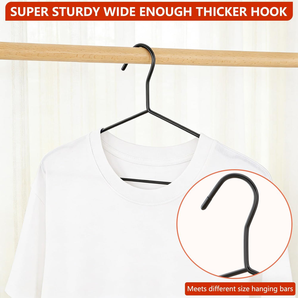 60Pack+10 Clips Luxurious Metal Hanger Set, Upgraded Thicker Black Hangers