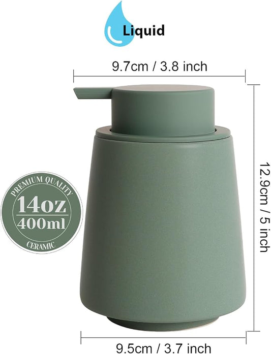 INGOFIN Ceramic Soap Dispenser, 14 oz Bathroom Hand Soap Dispenser, Liquid - Image 2