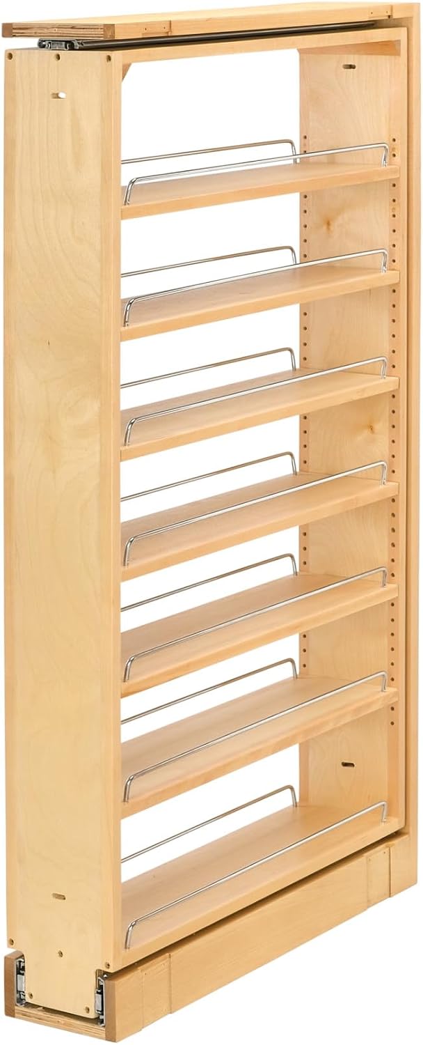 Rev-A-Shelf Wood Tall Filler Pull Out Organizer for New Kitchen Applications