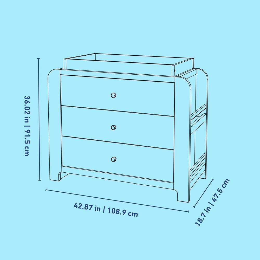 Graco Read-with-Me 3 Drawer Chest with Removable Changing Topper, Driftwood
