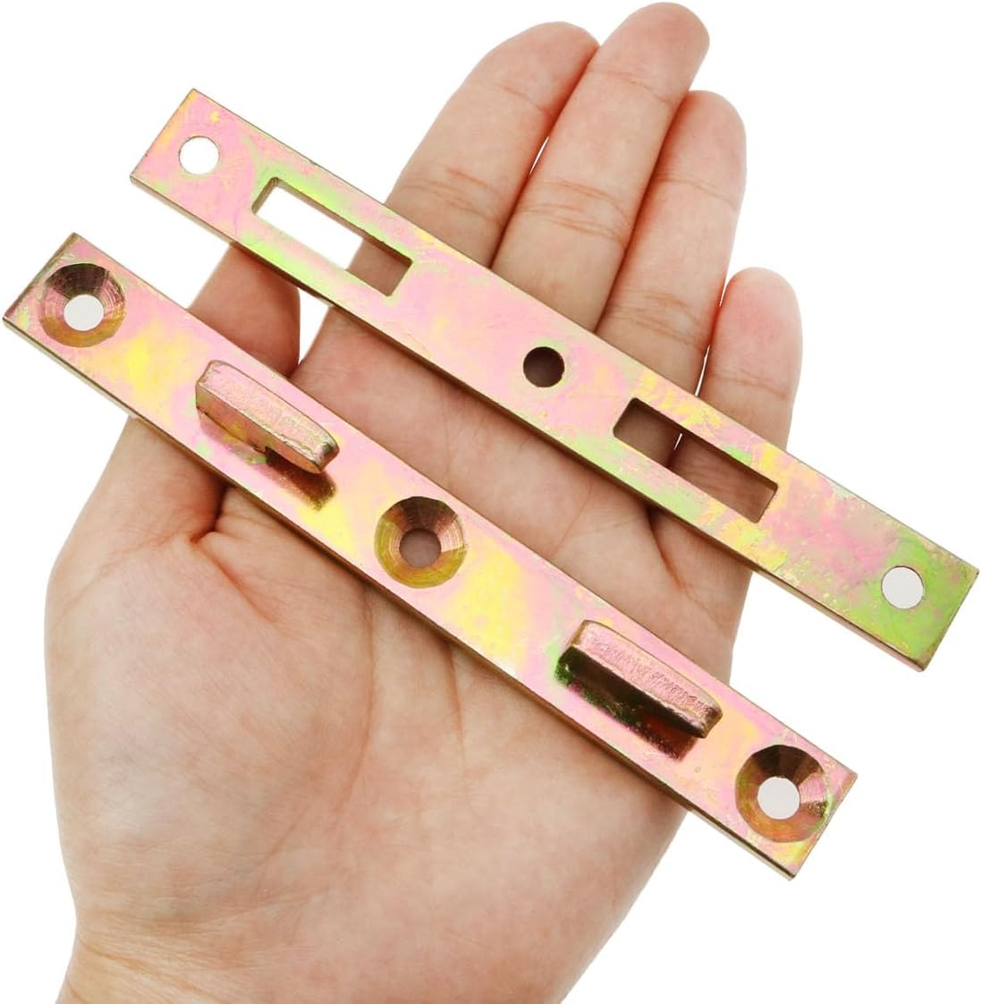 4Sets Bed Rail Mounting Brackets Hidden Tongue and Groove Connectors for Bed Frames Reinforcement Hardware for Wooden Furniture 3087 127mm Heavy Duty Galvanized and Color Coated Steel