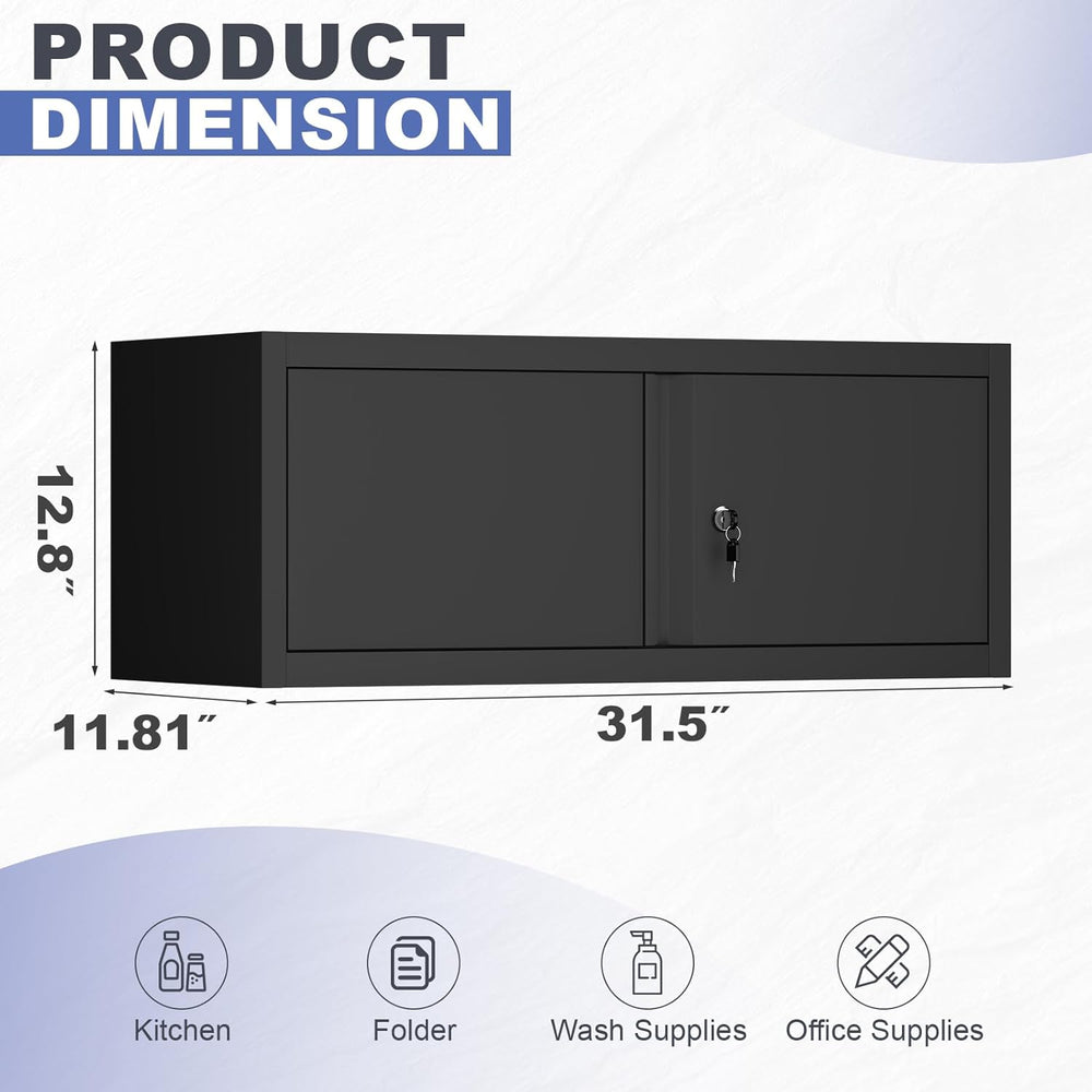 Garage Locking Cabinet, 13” H Garage Storage Cabinet Wall Mounted, Floating S...
