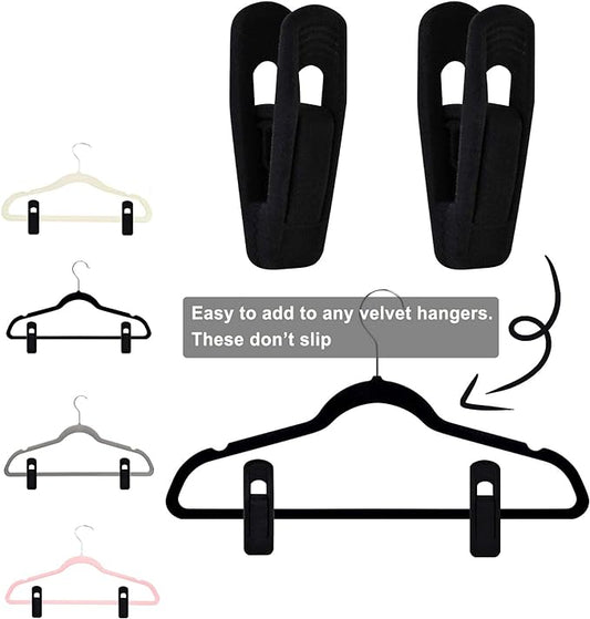 Black Velvet Hangers Clips 40 PCS, Pants Hangers Velvet Clips Easily Add to - Image 2