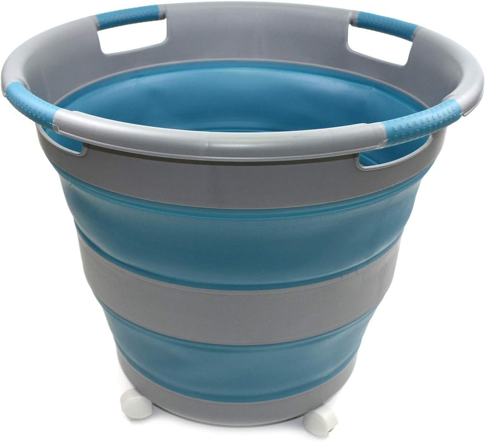 SAMMART 66L Collapsible Laundry Basket with wheels - Foldable Pop Up Storage ...