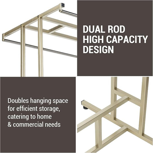 MyGift 4ft Tall Brass Tone Stainless Steel Freestanding Garment Rack, Heavy - Image 2