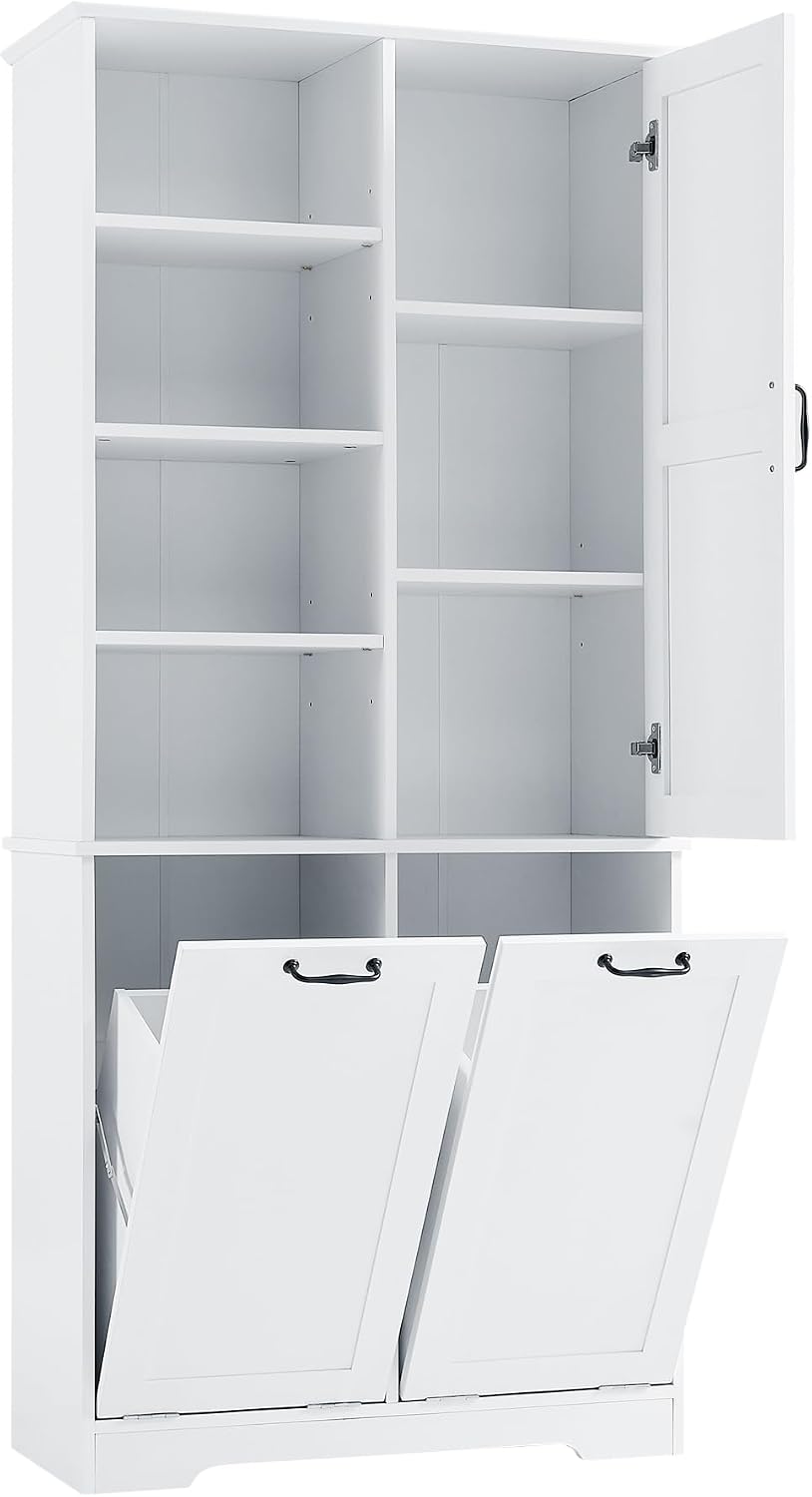 Tall Storage Cabinet, Bathroom Floor Freestanding Storage Cabinet with Doors,...