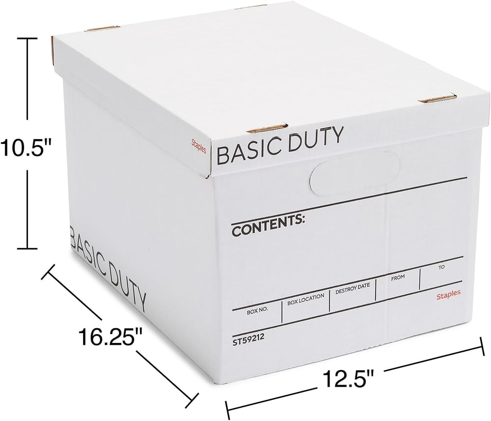 STAPLES Storage & Filing Box, Basic-Duty with Handles & Removeable Li...