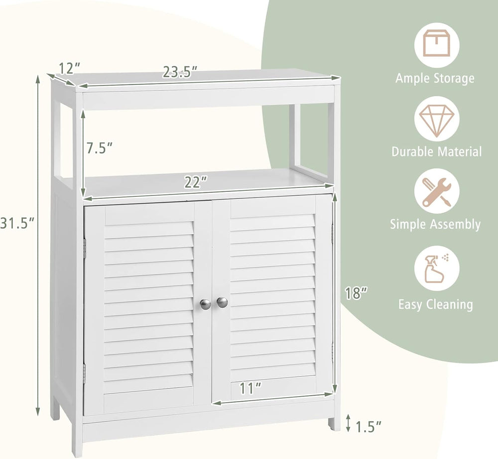 LOKO Bathroom Floor Cabinet, Freestanding Storage Cabinet (White)