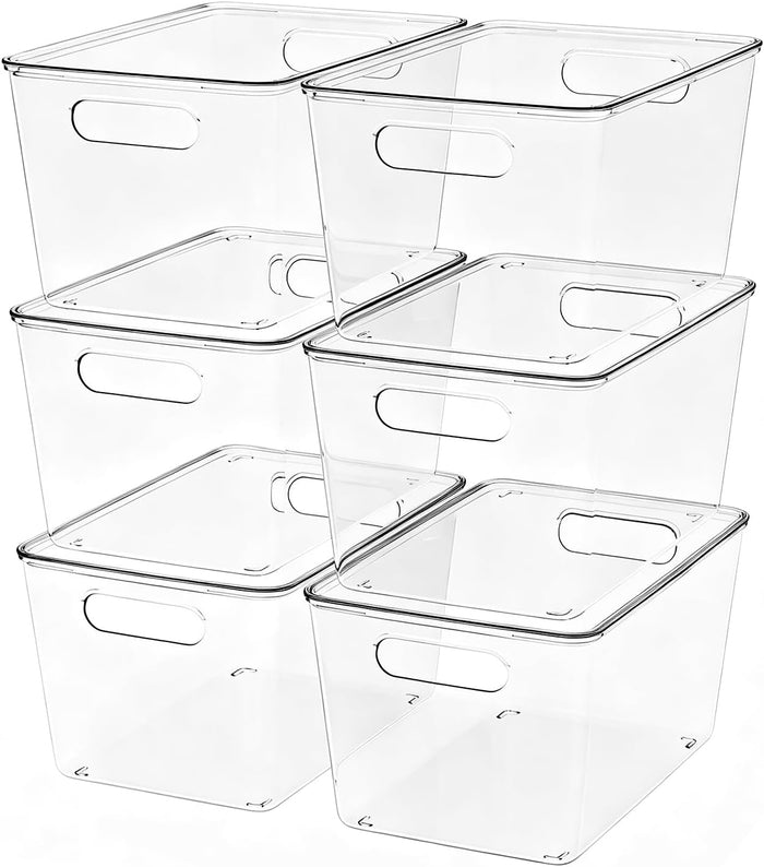 JOYZAN Stackable Plastic Storage Bins with Lids Clear Organizer Bins