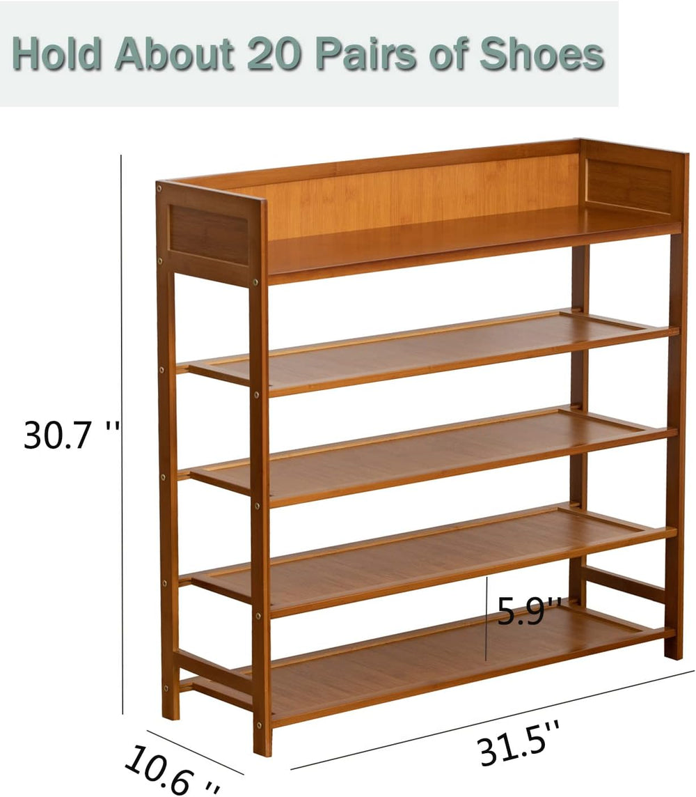 latifolia Bamboo Shoe Rack, 5-Tier Shoe Rack Organizer for Entryway, Living R...