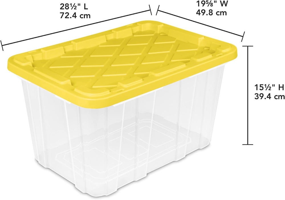 Sterilite Industrial Storage Box with Lids for Garage, 27 Gallon, 4-Pack