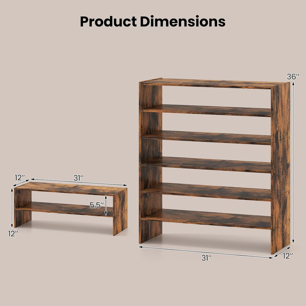 COSTWAY 6-Tier Shoe Rack, Extra Wide Shoe Shelf Organizer