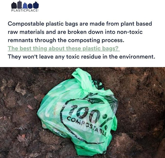 Plasticplace 40-45 Gallon Compostable Trash Bags │ 1 Mil │ Green Tint Garbage - Image 2