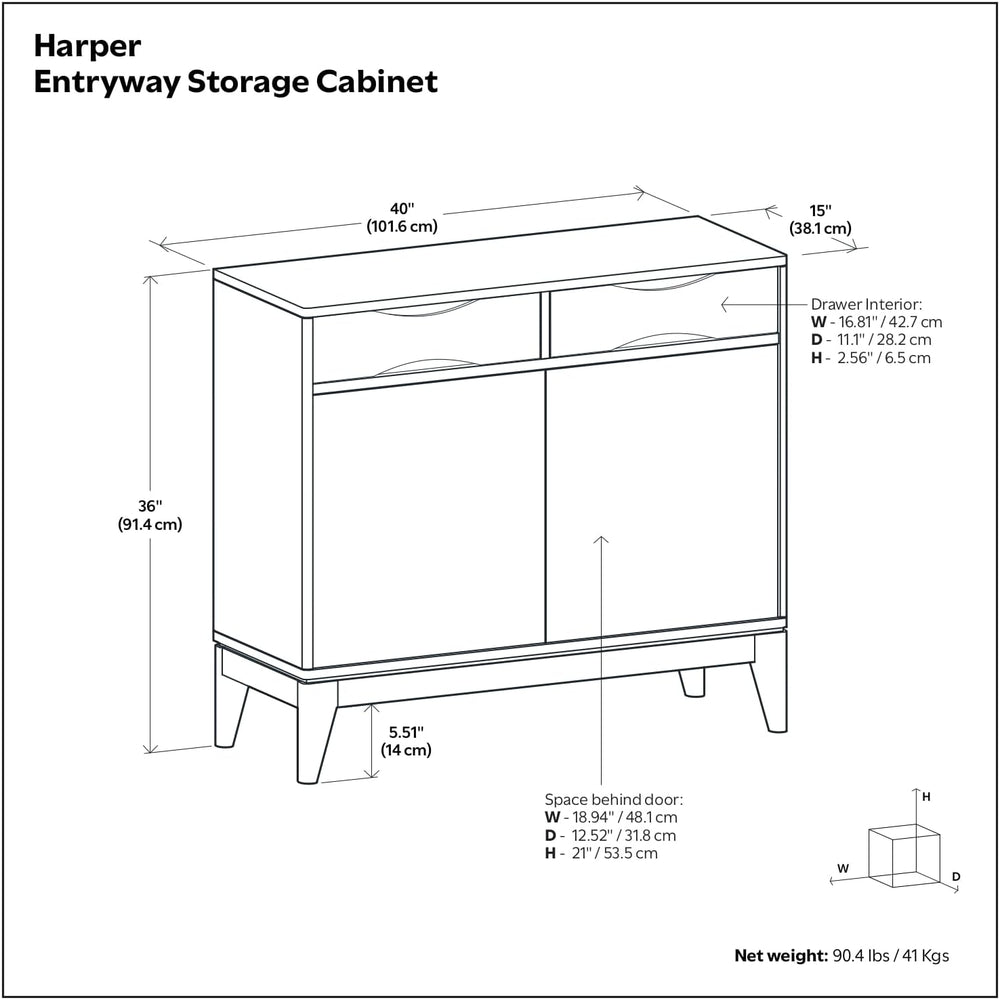 SIMPLIHOME Harper 40" Wide Solid Wood Cabinet in Walnut Brown