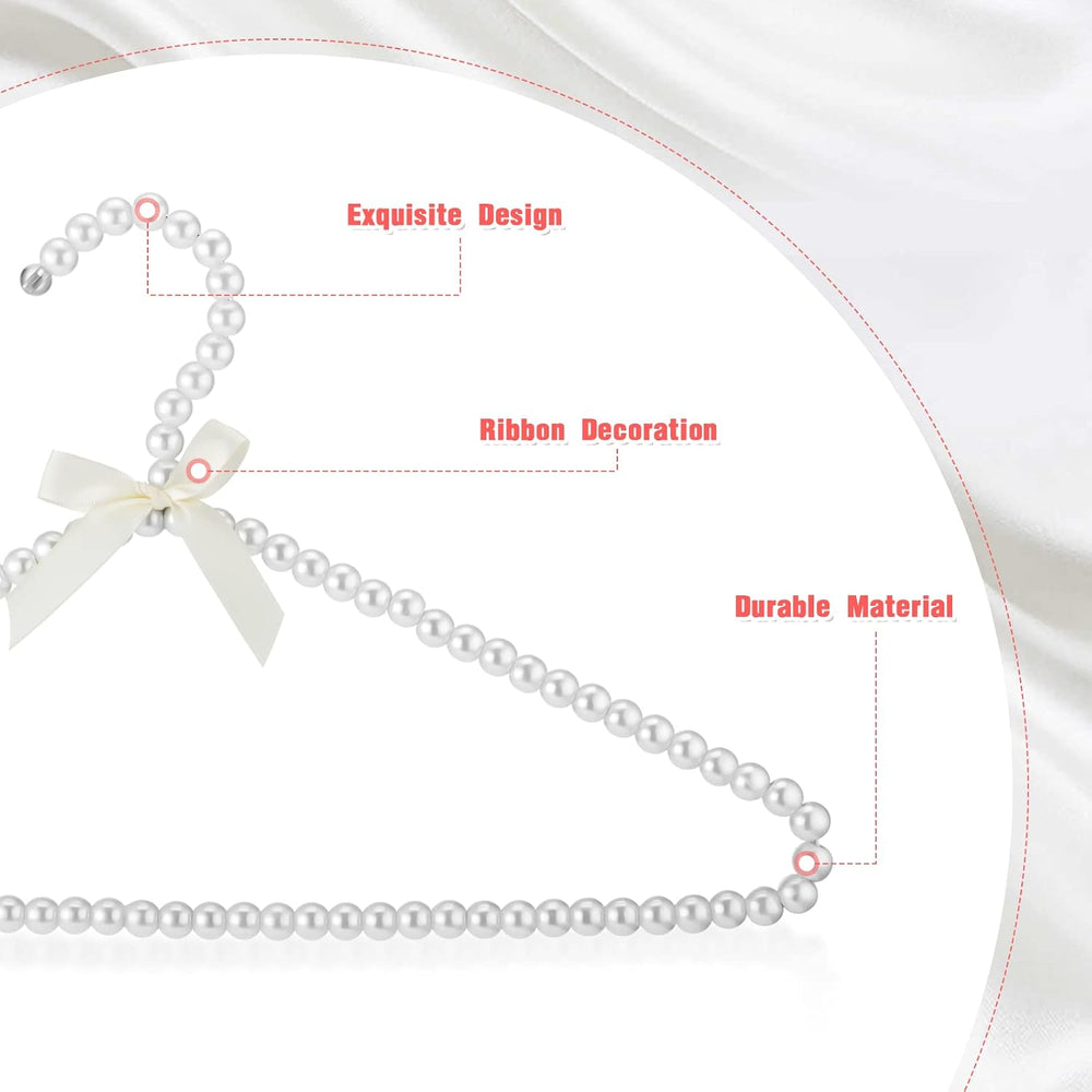 Threan White 24 Pcs Pearl Beaded Clothes Hanger Mini Pearl Hangers