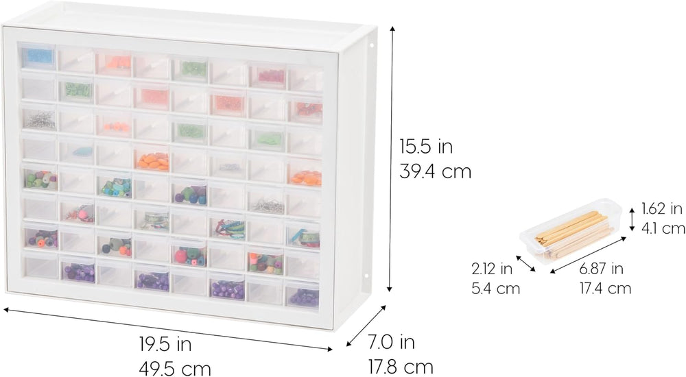 IRIS USA 64-Drawer Screw Organizer, Hardware Storage, Made in USA, White
