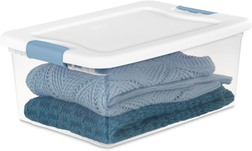Sterilite Latching Box with Lids for Home and Office, 15 Quart, 12-Pack