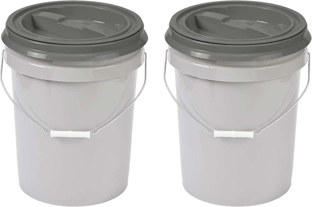 Mighty Tuff 5 Gallon / 21 Pound Pet Food Storage Container, Pack of 2 with Me...