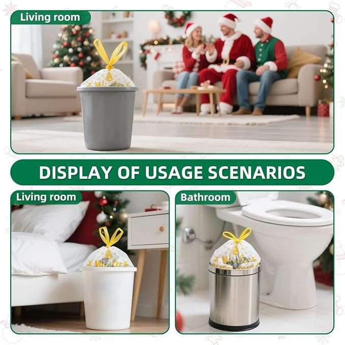 XUXRUS Small Christmas Trash Bags, 3 Gallon Christmas Garbage Bags 50 Count - Image 7