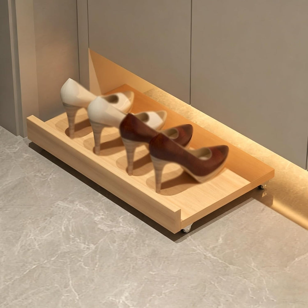 Solid Wood Pull Out Shoe Rack,40-80cm Length, Push-to-Open or Pull-Out, Slidi...