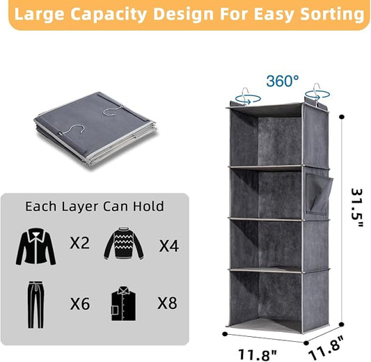 2 Packs Hanging Closet Organizer, 4-Shelf Closet Organizers and Storage - Image 2