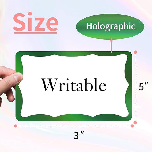 STARLIBOO Holographic Colored Labels Stickers, 3X5 Inch Removable Large Label - Image 2