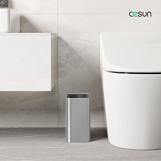 Cesun Small Bathroom Trash Can 2.1 Gallon Wastebasket, Modern Metal Garbage Can - Image 2