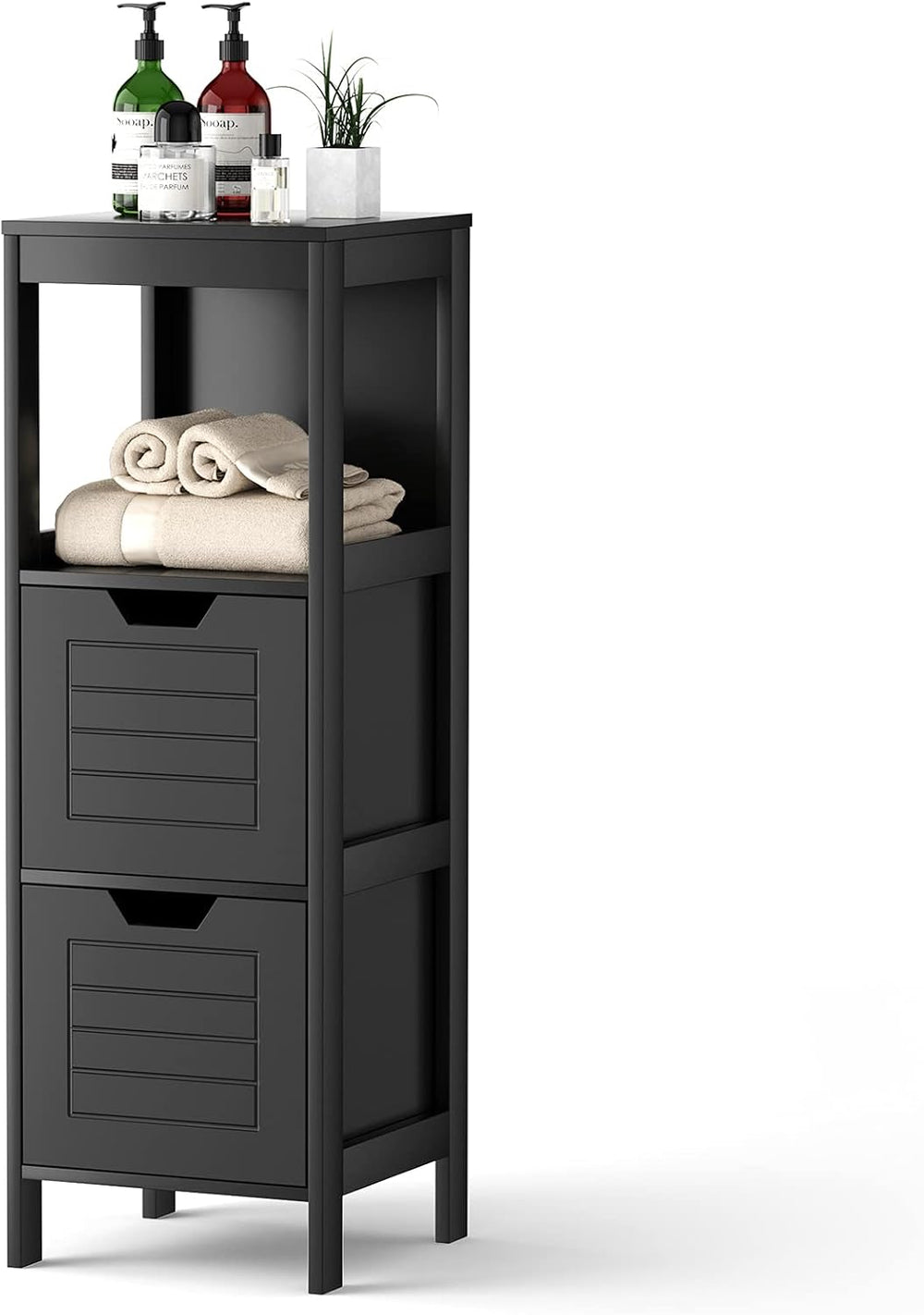 DORTALA Bathroom Storage Cabinet, Multifunctional Wooden Storage Rack Organiz...