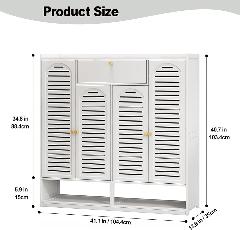 Bamboo Shoe Cabinet, 7Tier Large Capacity Shoe Rack with Doors