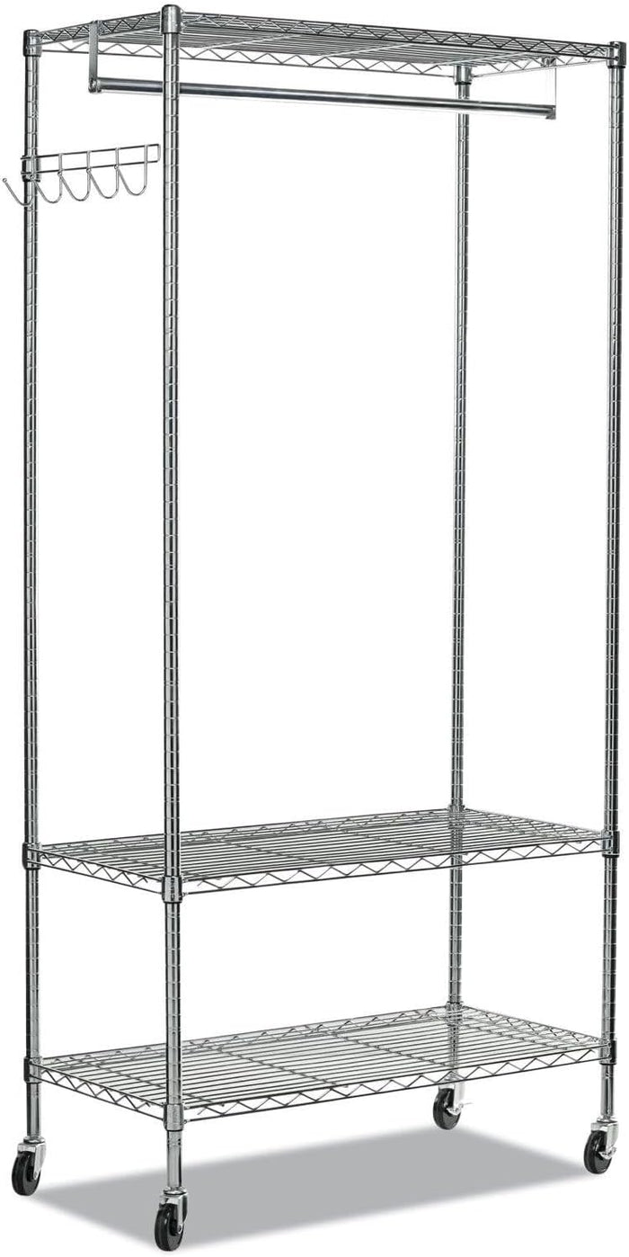 Alera Wire Shelving Garment Rack, 40 Garments, 48w X 18d X 75h, Silver
