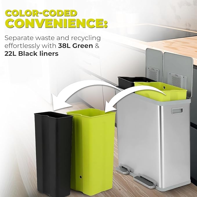 Simpli-Magic 60 Liter / 16 Gallon Rectangular Hands-Free Dual Compartment - Image 7