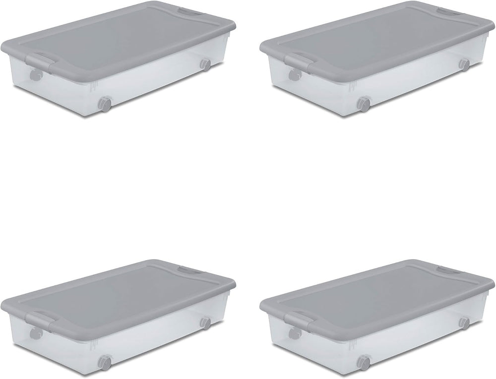 Sterilite Wheeled Latching Box w/Lids for Home & Office, 56 Quart, 4-Pack